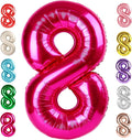 40 Inch Number 8 Balloon, Hot Pink 8 18 28 80 Birthday Balloons for Men Boys, 8th Birthday Decorations Party Supplies, Wedding, Graduations