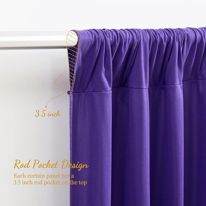 8x10FT Dark Purple Backdrop Curtains for Wedding Parties, Wrinkle Free Polyester Photography Backdrop Drapes for Wedding Baby Shower Birthday Parties Stage Background Stand Decorations 4x10ft,2 Panels