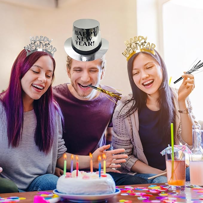 New Years Eve Party Supplies 2026 70PCS Happy New Years Decoration Hats Headband for 2026 Party Props Festival Decorations Count Down NYE Party Supplies Favors(Black Gold -3)