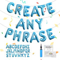 52 pcs Peacock Blue Foil Letter Balloons with Air Pump, 16 Inch 2 A-Z Sets - Mylar Alphabet Balloon Kit for Birthday Banner & Party Decorations