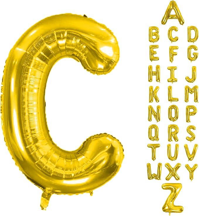 Letter Balloons 40Inch Large Giant big Foil Mylar Gold Balloons C for Birthday Party Decorations