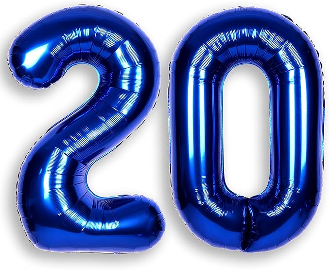 40Inch Navy Blue Number 20 Balloon Large Helium Royal Blue Number Balloons 0-9 Giant Digital 20th Foil Mylar Big Party Balloon for Boy Birthday Party Anniversary Graduation Decorations