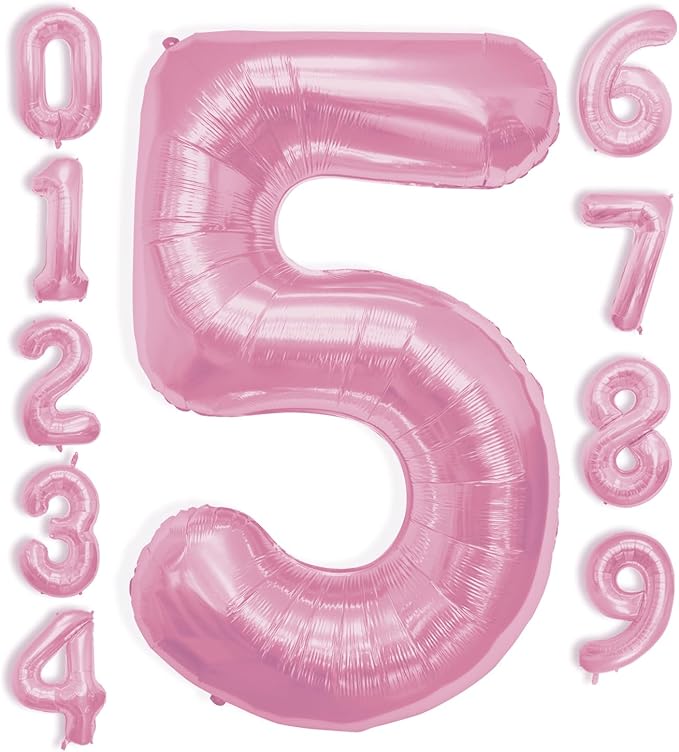40 Inch Large Pink Number Celebration and Decoration Balloon for Birthday Parties, Graduations, Anniversaries, Weddings, Photo Shoots, Special Events - Helium Foil Mylar (Pink Number 5)