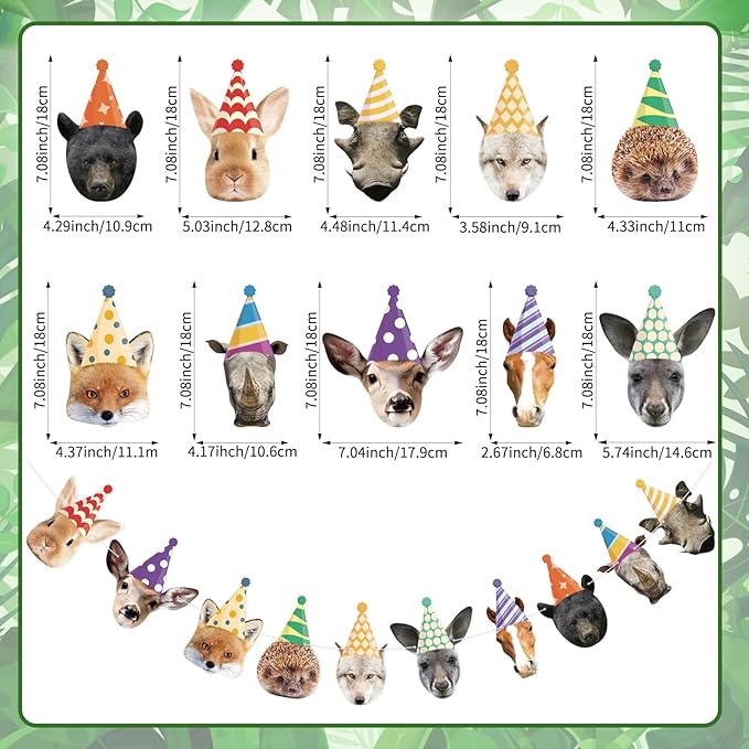 Hooqict Safari Animals Happy Birthday Banner Animal Birthday Decorations Party Animal Banner Garland for Jungle Theme Party Decorations Kids Wild Zoo Party Supplies