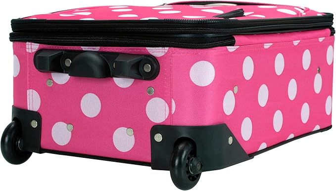Rockland Fashion Softside 2 Piece Luggage Set, Expandable, (14" Tote/19" Upright), Pink Dot