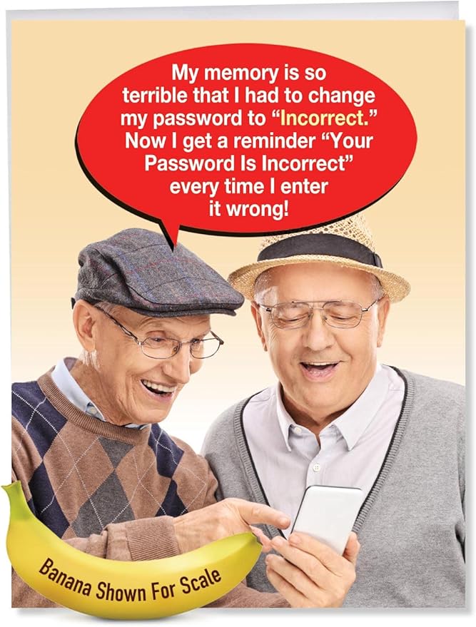 NobleWorks Oversize Funny Birthday Greeting Card From Us 8.5 x 11 Inch with Envelope (1 Card) Incorrect Password-Men J7955BDG-US