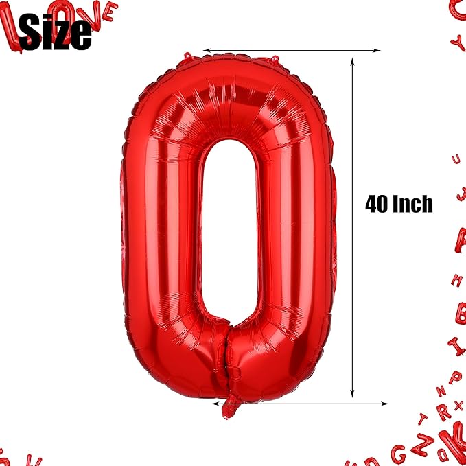 40 Inch Big Red Letter Balloons Foil Mylar Wedding Bachelorette Wedding Birthday Bridal Shower Anniversary Celebration Graduation Party Decoration Alphabet O (A-Z)