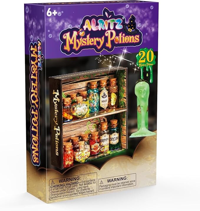 Alritz Mystery Potion Kits for Kids, 20 Magic Mix Witch Potion Bottles, Happy Decorations Ornaments Pumpkin Table Craft Toys Gift for Boys Girls Age 6 7 8 9 10 11+ Indoor Outdoor Party Decor