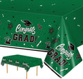 2 Pack Green Graduation Tablecloth - Congrats Grad Table Cloths, Plastic Disposable Rectangle Class of 2026 Table Cover for Graduation Tables Decorations Party Decor Supplies Favors,108 x 54 Inch