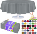 Grandipity 12 Pack Premium Disposable Plastic Tablecloth 84" Inch Decorative Round Table Cover - Silver
