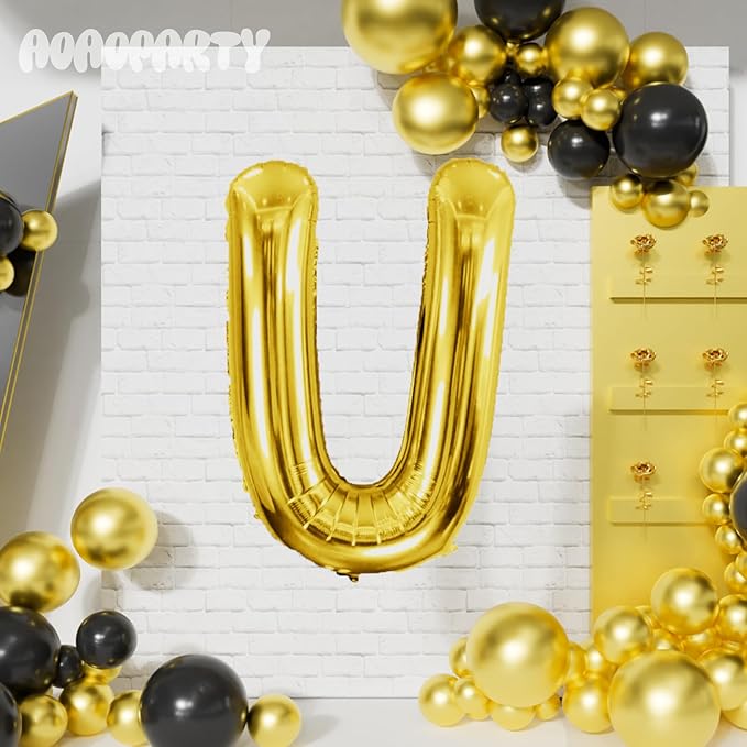 Letter Balloons 40Inch Large Giant big Foil Mylar Gold Balloons U for Birthday Party Decorations