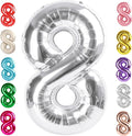 40 Inch Number 8 Balloon, Silver 8 18 28 80 Birthday Balloons for Men Boys, 8th Birthday Decorations Party Supplies, Wedding, Graduations