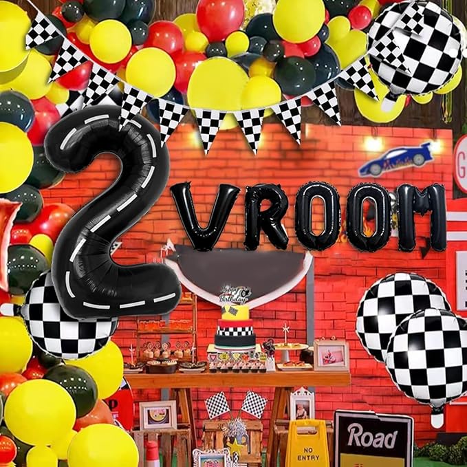134pcs Balloons Race Car Birthday Party Supplies Decorations for Boys - Racing car Theme Party Supplies Happy Birthday Racecar Number Balloons Garland Kit Vroom Birthday Party Decorations