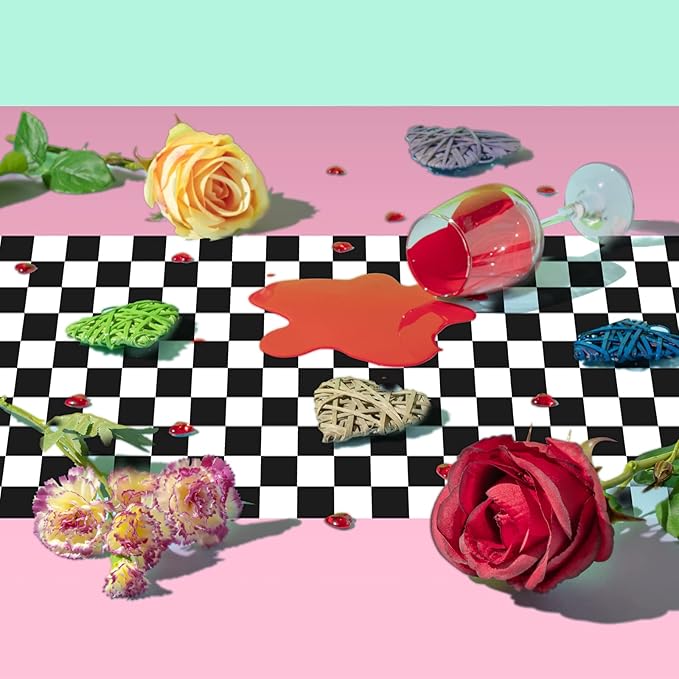 Irenare Car Birthday Party Supplies Racing Decorations 50s Party Tablecloth Racetrack Table Runner Table Covers for Kids Boy Car Theme Birthday Decor, 54 x 108 Inch(Pink,3 Sheets)