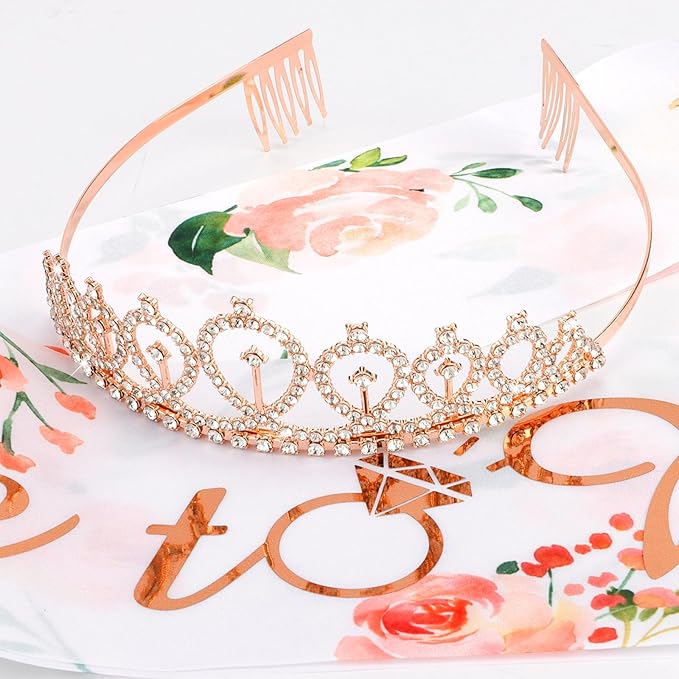 CIEHER Bride To Be Gifts: Sash, Tiara, Bachelorette & Bridal Shower Decorations