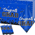 chiazllta Graduation Party Decorations Gongrats Grad Tablecover Graduation Tablecloths for 2025 Graduation Party Supplies Class of 2025 Party Supplies Large Size Plastic 54"x108" （Blue）