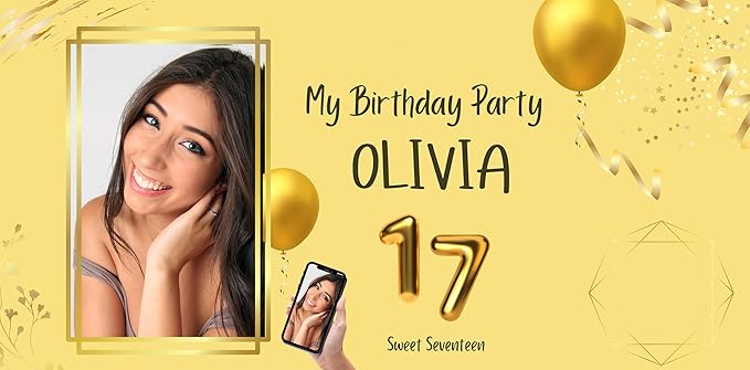 Custom Happy Birthday Vinyl Banner Sign, Personalized Party Backdrop, Gift, and Decoration - From NiceMemoryLLC. (Style-10)