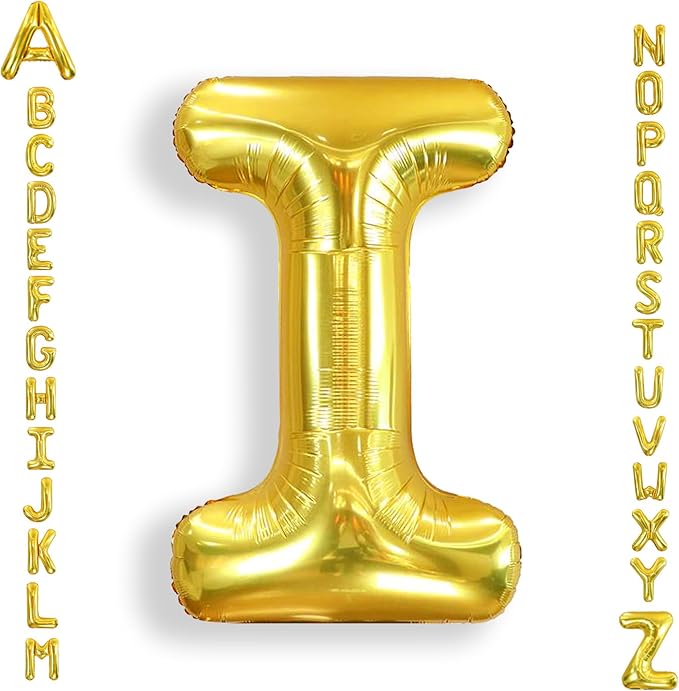 AULE 40 Inch Big Letter Balloon Gold I Large Foil Helium Alphabet Balloons A-Z for Birthday Anniversary Graduation New Year Party Decoration Supplies