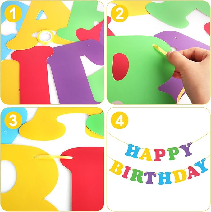 Colorful Happy Birthday Banner Rainbow Bunting Party Banner for Kids Boys Girls Birthday Party Decorations Party Supplies