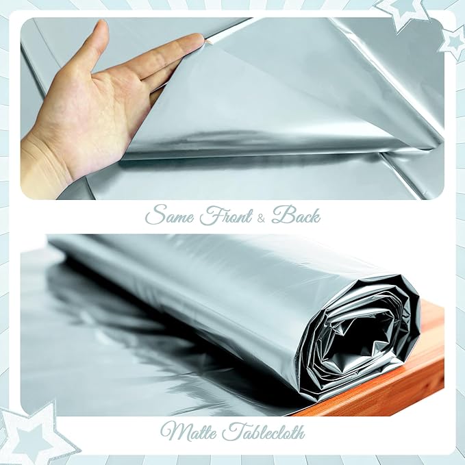 2 pcs Light Blue Tablecloth Plastic -Stunning Metallic Matte Finish, 40" x 108" Baby Shower Blue Table Cloth, Perfect for Christmas Winter Birthday Party Wedding Grad Decorations