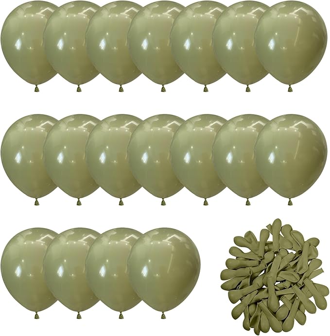 Avocado Green Balloons 60pcs 5inch Olive Green Balloon for Balloon Garland Arch 5'' Round Mini Sage Green Latex Balloon for Kids Birthday Party Decoration DIY Jungle Safari Graduation Christmas