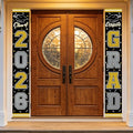 2026 Graduation Decorations,Congrats Grad Banner Backdrop for Class of 2026 Decorations- Black and Gold Graduation Party Decorations