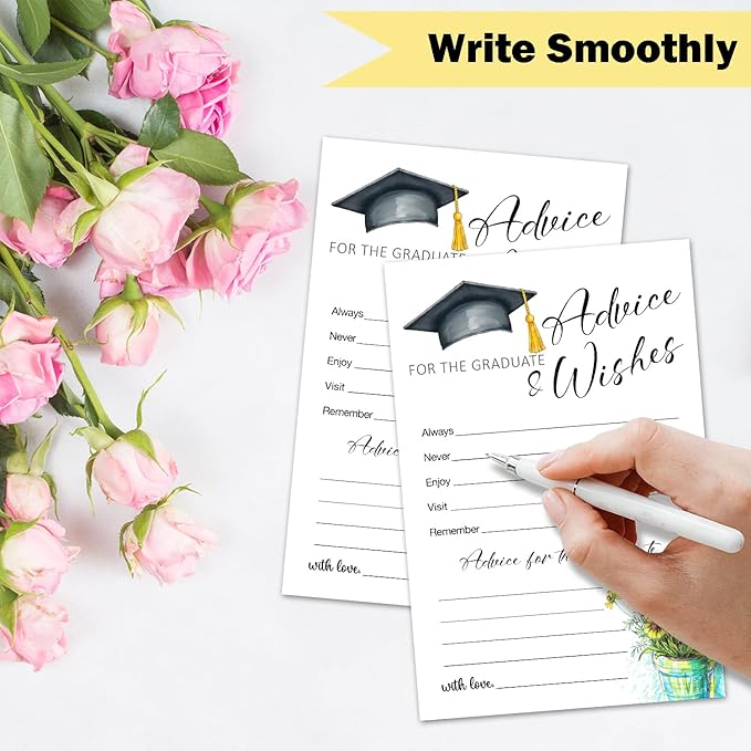 Wildflower Advice and Wishes Cards for the Graduate Cards 4x6 Inch Daisy Grad Party Game Card 20 Double Sided Grad Advice and Wishes Card for Graduation Party Decorations for College University Y426