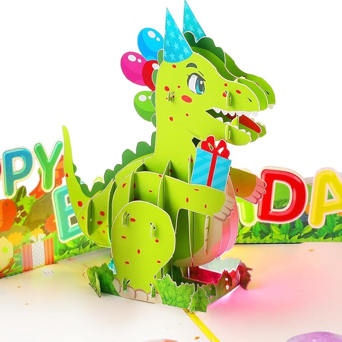Musical Dinosaur Birthday Card, Light & Music Birthday Cards, Music Pop Up Birthday Card, Happy Anniversary Card, for All Occasion with Envelope.