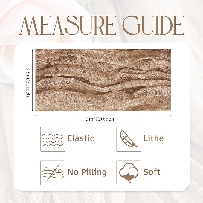 Wokceer Cheesecloth Table Runner 2Pack 10FT Nude Brown Boho Gauze Cheese Cloth Table Runner for Party Long Rustic Sheer Table Runners for Baby Bridal Shower Wedding Easter Table Decor
