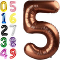 Number 5 Balloon 40 Inch, Foil Balloons for Boys And Girls, Coffee Brown Numbers Balloon for 5, 15, 25, 50 Birthday Party Decoration, Anniversary, Wedding, Single Supplies
