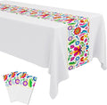 Oudain 3 Pcs Fiesta Tablecloth 108 x 54 Inch Plastic Tablecover Mexican Waterproof Tablecloth Disposable Table Cover for Taco Night Festive Mexican Fiesta Wedding Party Decoration (White 1)