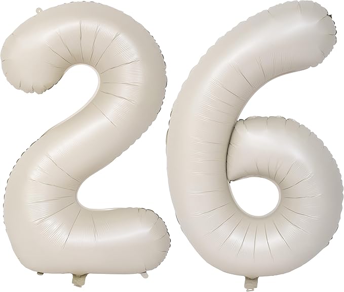 40 In Cream white Number Balloons Helium Foil Mylar Balloon Birthday Party banquet Decoration Digital 26