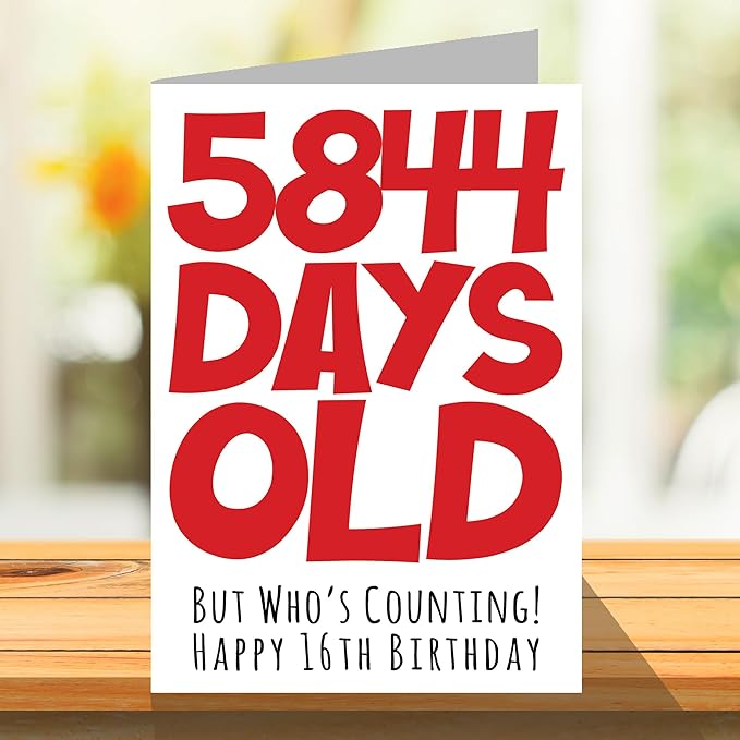 Stuff4 16th Birthday Card for Boys Girls Him Her - 5844 Days Old - Funny Teenager Sixteen Sixteenth Happy Birthday Card for Brother Sister Son Daughter Cousin, A5 Humor Joke Greeting Cards