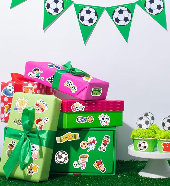 Soccer Stickers - Soccer Party Favors - World Cup Football Stickers, Vinyl Waterproof Sports Stickers Soccer Goodie Bags Stuff Scrapbook Gifts for Boys Girls