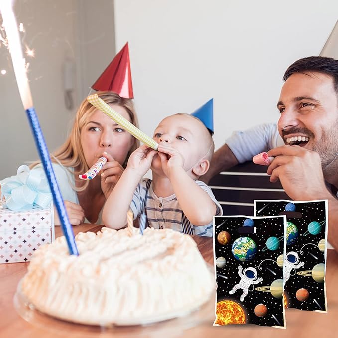Rainmae 50 Pcs Outer Space Party Favors Bags, Space Goodies Treat Gift Candy Bags, Astronaut Party Plastic Gift Bags Planet Goodie Bags Treat Bags for Kids Birthday Galaxy Space Theme Party Supplies