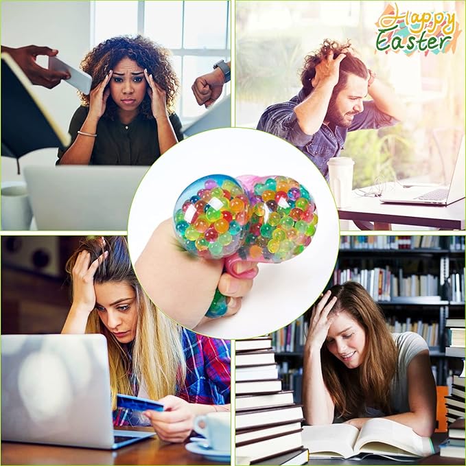12 Pack Easter Eggs Stress Balls Fidget Squishy Squeeze Ball for Easter Basket Stuffers Party Favors Gifts