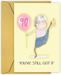 PIUST Funny 90th Birthday Card, Happy Ninetieth Birthday Greeting Card for Women, 90 Years Old Birthday Card for Her, 90 Still Got It (69)