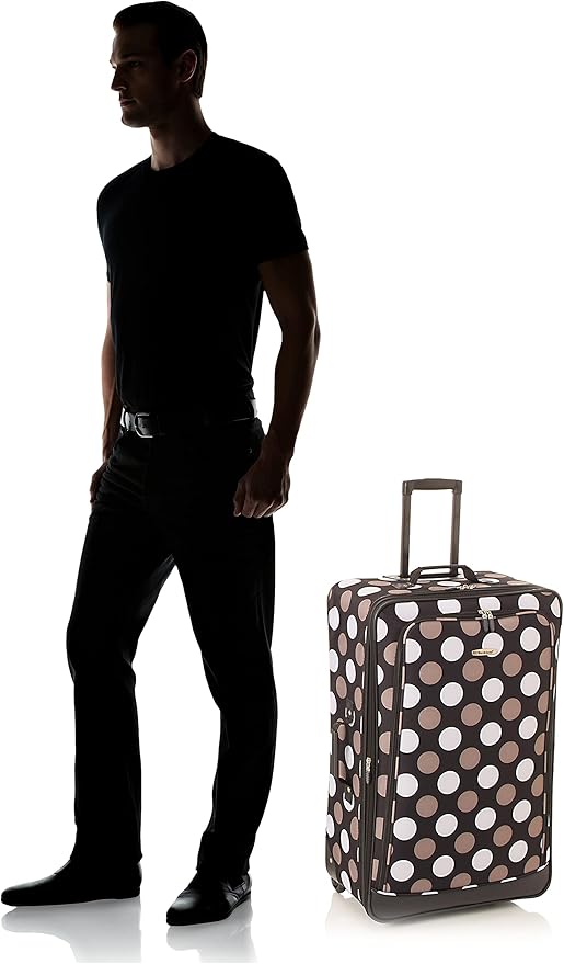 Rockland Fashion Softside 4 Piece Luggage Set, Expandable, (14" Tote/19"/24"/28"), Black Dot