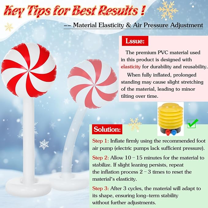 1 Pcs Christmas Inflatable Outdoor Decorations 4 FT Christmas Candy Inflatable Column Decoration for Winter Xmas Lawn Yard Garden Home Decor