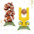 2-Piece Football Party Decoration Set - 5 ft Large Self Standing Football Foil Balloons, Suitable for Game Day Celebrations and Sports Themed Party Decorations (Football,Goal Post)