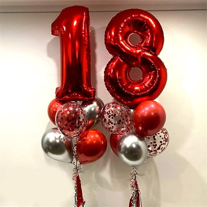 70th Birthday Balloons for Women, 40 Inch Giant Red Foil Number 70 Self Inflating, Digit 7 & 0 Mylar Helium Balloons for Men 70 Year Old Anniversary Party Decorations Supplies