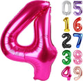 Hot Pink Number 4 Balloon 40 Inch, 4th Birthday Party Decorations for Children, Giant 4 Foil Balloon for Party Supplies