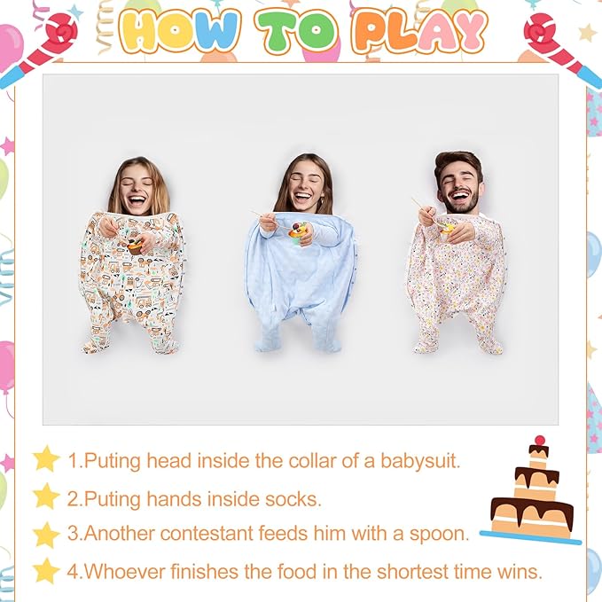 Baby Shower Games Party Favors Feed Me Baby Shower Games for Funny Bridal Party Activities for Gender Reveal Boy Girl Banner Backdrop Background Decoration Photo Props, Fit 3 Peple