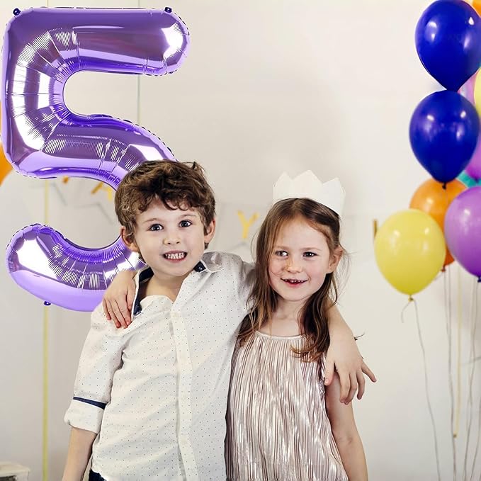 Purple Number Balloons, 40 Inch Purple Balloon 4.4 Helium Balloon 4th Birthday for 4 Years Birthday Decoration Children Girls Boys