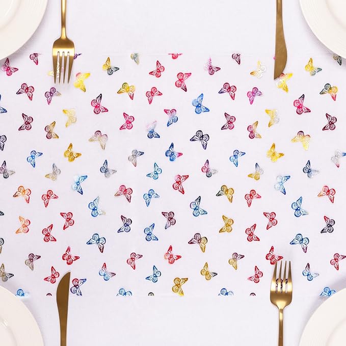 Socomi Butterfly Spring Table Runner Gauze Easter Seasonal Holiday Dining Table Decoration for Indoor Outdoor Home Party Decor 72 inch 1pc