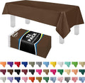 Grandipity 12 Pack Premium Disposable Plastic Tablecloth 54 Inch. x 108 Inch. Decorative Rectangle Table Cover - Brown