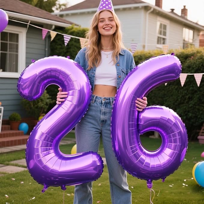40 Inch Balloon Number 2 Purple Big Foil Helium Balloons Giant Mylar Number 2nd for 12 20 22st Birthday Anniversary Party Decorations Supplies