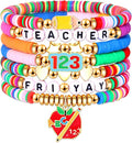 Surfer Heishi Bracelets for Women Stackable Rainbow Vinyl Disc Clay Beaded Stretch Bracelets Elastic Layering Friendship Bracelets Boho Summer Beach Jewelry