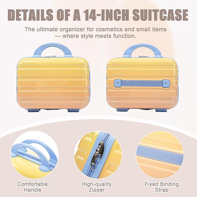 Hardside Luggage, Durable ABS Suitcase with Spinner Wheels Rainbow