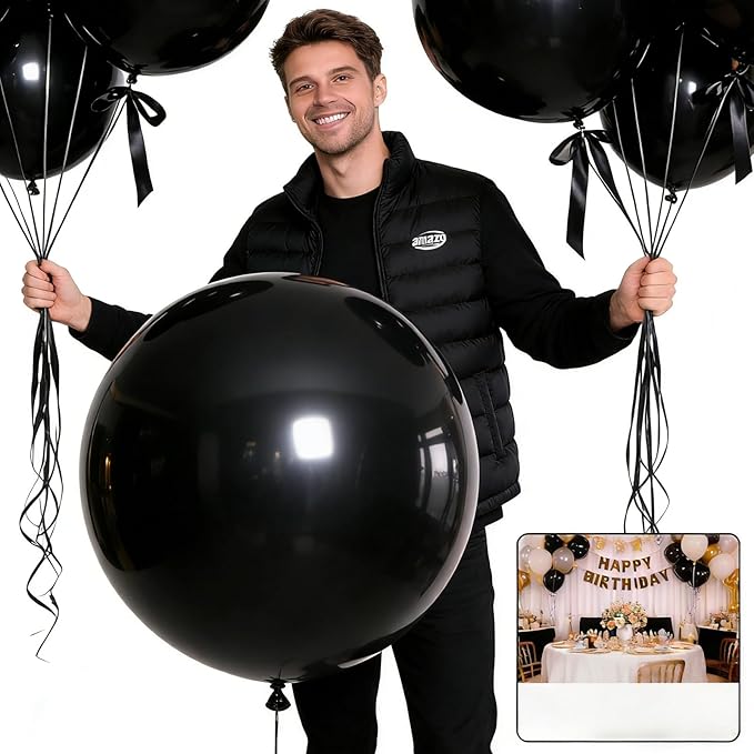 45 Pcs Black Big Balloons 18 Inch Bulk Latex Balloon for Birthdays Weddings Party Decorations